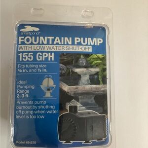 Smartpond Fountain Pump W/ Low Water Shut-off 155 Gph Tubin3/8&1/2 Range2-3ft
